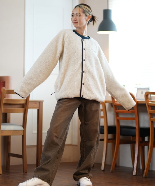 Columbia（コロンビア）の「columbia/コロンビア SEATTLE MOUNTAIN II JACKET ジャケット リバーシブル オープンカラー ルーズシルエット AE5693（ノーカラーコート・レディース・ホワイト×ブラック/マルチ/ブラック/ベージュ系その他・S/M/L）」の8枚目の写真