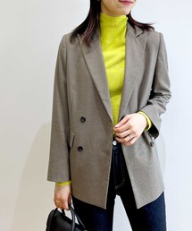 OPAQUE.CLIP | セットアップ対応 チェックダブルブレストテーラードジャケット【洗濯機洗い可/イージケア/防シワ】(テーラードジャケット)