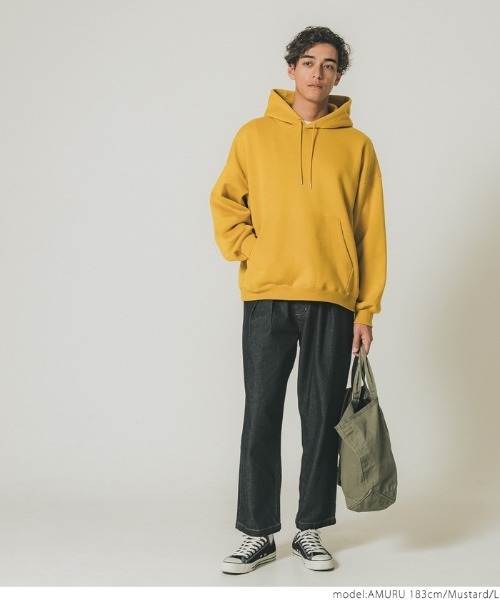 coca（coca）（コカ）の「メンズ 裏起毛オーバーシルエットプルパーカー（パーカー・メンズ・ブラック/グリーン/ホワイト/ライトグレー/マスタード・M/L）」の12枚目の写真