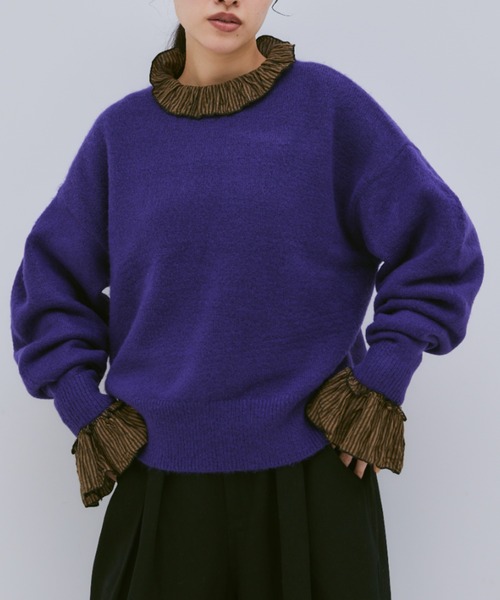 Libra Cue（リブラ キュー）の「【7色展開】マトンスリーブニットプルオーバー（ニット/セーター・レディース・アイボリー/ブラック/ブルーグレー/パープル/イエロー/グレー/レッド・FREE）」の5枚目の写真