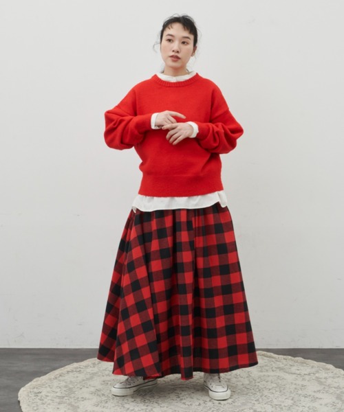 Libra Cue（リブラ キュー）の「【7色展開】マトンスリーブニットプルオーバー（ニット/セーター・レディース・アイボリー/ブラック/ブルーグレー/パープル/イエロー/グレー/レッド・FREE）」の8枚目の写真