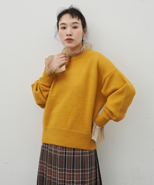 Libra Cue（リブラ キュー）の「【7色展開】マトンスリーブニットプルオーバー（ニット/セーター・レディース・アイボリー/ブラック/ブルーグレー/パープル/イエロー/グレー/レッド・FREE）」の13枚目の写真