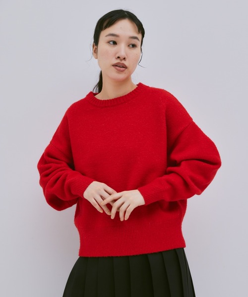 Libra Cue（リブラ キュー）の「【7色展開】マトンスリーブニットプルオーバー（ニット/セーター・レディース・アイボリー/ブラック/ブルーグレー/パープル/イエロー/グレー/レッド・FREE）」の11枚目の写真