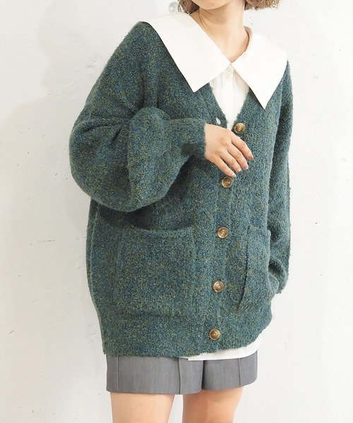 tiptop（ティップトップ）の「MIXブークレVネックカーディガン（カーディガン/ボレロ・レディース・グリーン/グレー/ピンク/ブルー・FREE）」の18枚目の写真