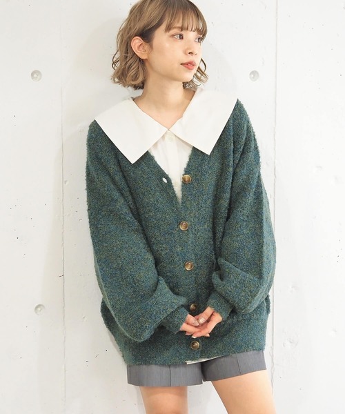 tiptop（ティップトップ）の「MIXブークレVネックカーディガン（カーディガン/ボレロ・レディース・グリーン/グレー/ピンク/ブルー・FREE）」の19枚目の写真