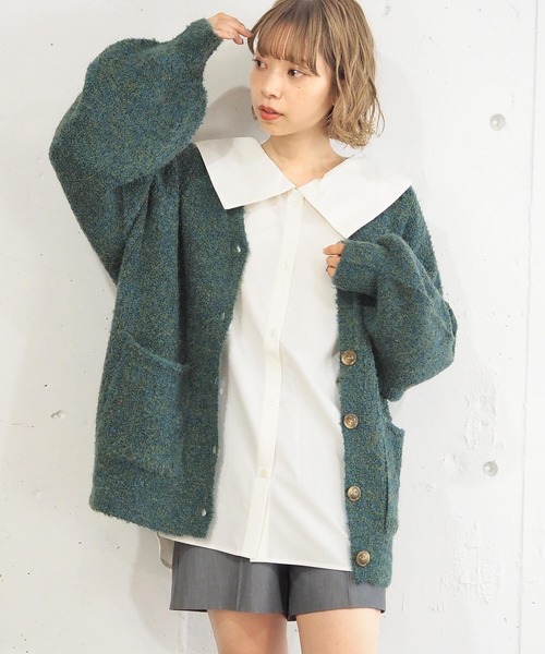 tiptop（ティップトップ）の「MIXブークレVネックカーディガン（カーディガン/ボレロ・レディース・グリーン/グレー/ピンク/ブルー・FREE）」の20枚目の写真