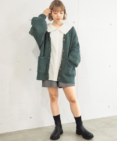 tiptop（ティップトップ）の「MIXブークレVネックカーディガン（カーディガン/ボレロ・レディース・グリーン/グレー/ピンク/ブルー・FREE）」の21枚目の写真