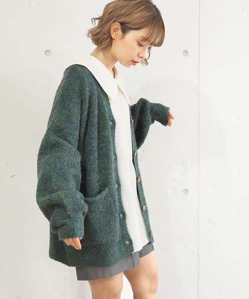 tiptop（ティップトップ）の「MIXブークレVネックカーディガン（カーディガン/ボレロ・レディース・グリーン/グレー/ピンク/ブルー・FREE）」の22枚目の写真