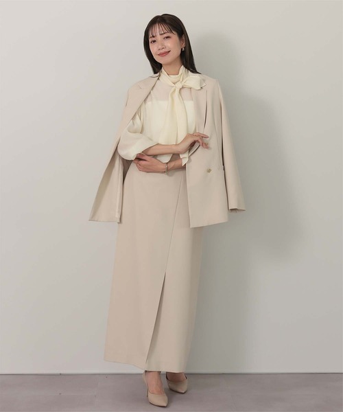 UR'S(ユアーズ)の「ボウタイ付シアーハイネックブラウス(シャツ/ブラウス・レディース・ネイビー/ライトピンク/ホワイト/ベージュ/ストライプ・S/M/L)」の7枚目の写真