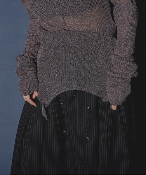 Ezick（エジック）の「Ghost glitter シアーニット（ニット/セーター・レディース・チャコールグレー/ブラック/ホワイト/モスグリーン/ネイビー・FREE）」の9枚目の写真