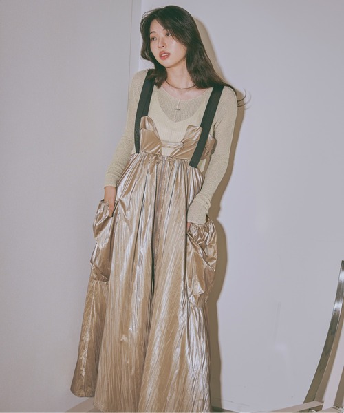 Ezick（エジック）の「Ghost glitter シアーニット（ニット/セーター・レディース・チャコールグレー/ブラック/ホワイト/モスグリーン/ネイビー・FREE）」の6枚目の写真