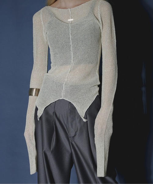 Ezick（エジック）の「Ghost glitter シアーニット（ニット/セーター・レディース・チャコールグレー/ブラック/ホワイト/モスグリーン/ネイビー・FREE）」の17枚目の写真