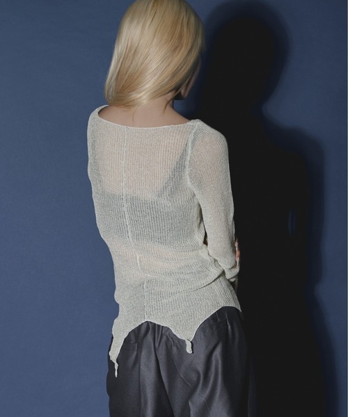 Ezick（エジック）の「Ghost glitter シアーニット（ニット/セーター・レディース・チャコールグレー/ブラック/ホワイト/モスグリーン/ネイビー・FREE）」の16枚目の写真