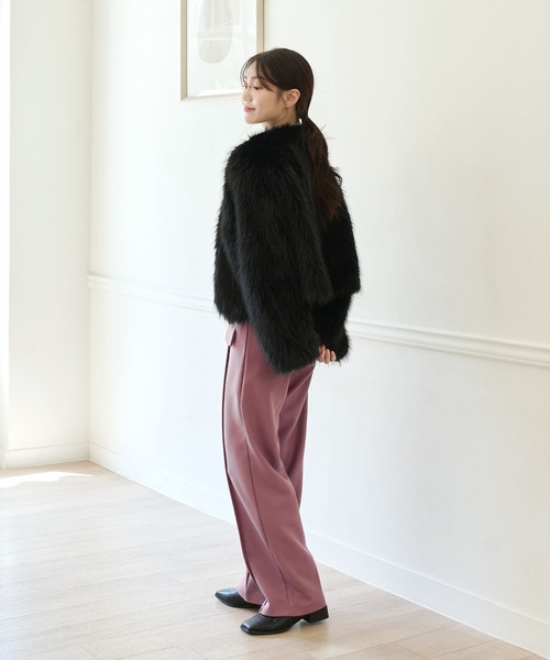 UNE MANSION(ユヌマンション)の「フロントフェイクポケットバウンドウールスリムストレートスラックスパンツ(スラックス・レディース・ダークグレー/パープル系その他・SMALL/MEDIUM)」の13枚目の写真