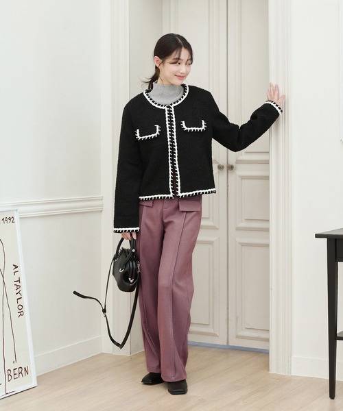 UNE MANSION(ユヌマンション)の「フロントフェイクポケットバウンドウールスリムストレートスラックスパンツ(スラックス・レディース・ダークグレー/パープル系その他・SMALL/MEDIUM)」の14枚目の写真