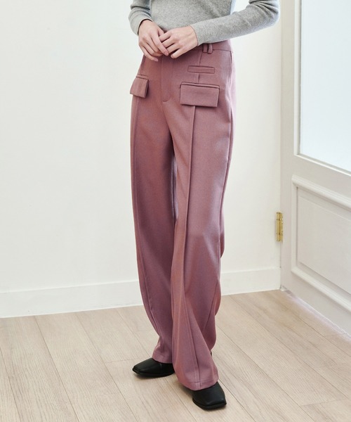 UNE MANSION(ユヌマンション)の「フロントフェイクポケットバウンドウールスリムストレートスラックスパンツ(スラックス・レディース・ダークグレー/パープル系その他・SMALL/MEDIUM)」の10枚目の写真