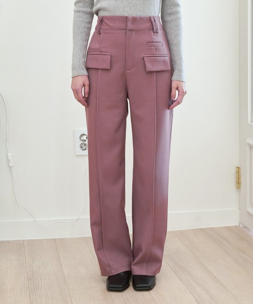 UNE MANSION(ユヌマンション)の「フロントフェイクポケットバウンドウールスリムストレートスラックスパンツ(スラックス・レディース・ダークグレー/パープル系その他・SMALL/MEDIUM)」の15枚目の写真