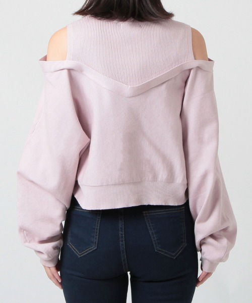Julia Boutique(ジュリアブティック)の「レイヤード風肩あきニットトップス/23587(ニット/セーター・レディース・ピンク/アイボリー/ブラック・ONE)」の15枚目の写真