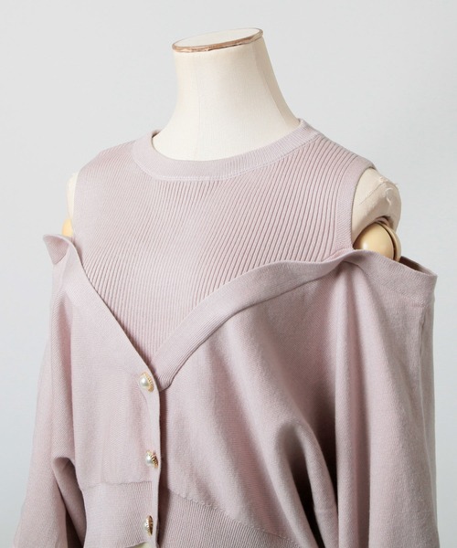 Julia Boutique(ジュリアブティック)の「レイヤード風肩あきニットトップス/23587(ニット/セーター・レディース・ピンク/アイボリー/ブラック・ONE)」の18枚目の写真