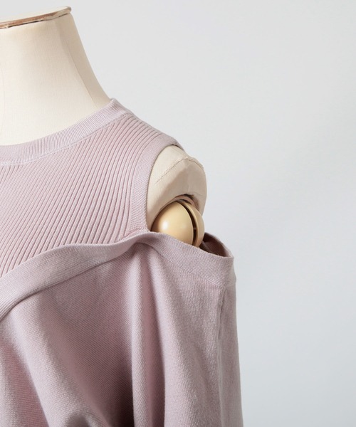 Julia Boutique(ジュリアブティック)の「レイヤード風肩あきニットトップス/23587(ニット/セーター・レディース・ピンク/アイボリー/ブラック・ONE)」の19枚目の写真