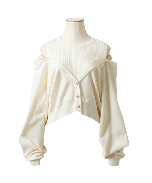 Julia Boutique(ジュリアブティック)の「レイヤード風肩あきニットトップス/23587(ニット/セーター・レディース・ピンク/アイボリー/ブラック・ONE)」の20枚目の写真