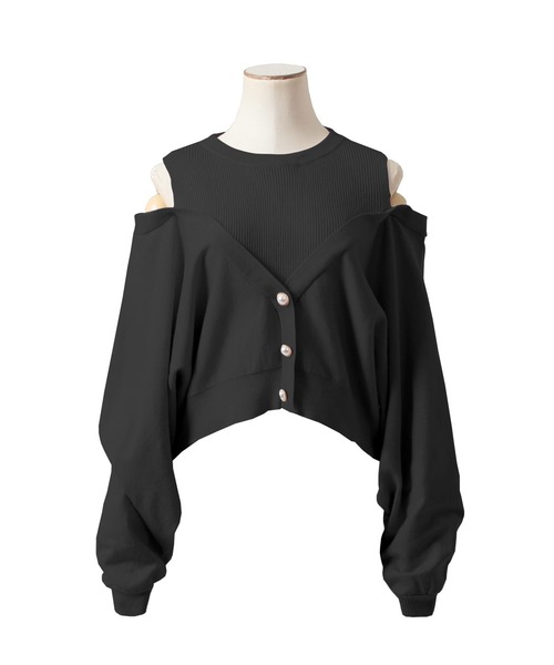 Julia Boutique(ジュリアブティック)の「レイヤード風肩あきニットトップス/23587(ニット/セーター・レディース・ピンク/アイボリー/ブラック・ONE)」の21枚目の写真