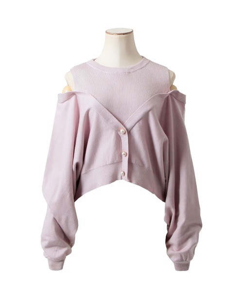 Julia Boutique(ジュリアブティック)の「レイヤード風肩あきニットトップス/23587(ニット/セーター・レディース・ピンク/アイボリー/ブラック・ONE)」の22枚目の写真