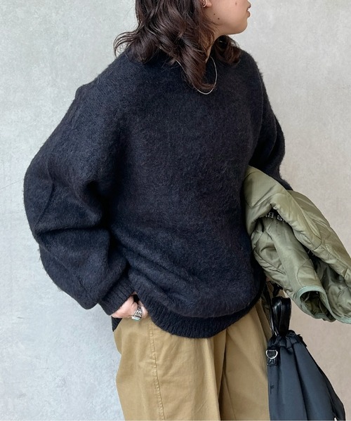 CPCM(シーピーシーエム)の「ミックス糸モヘアライクニットプルオーバー(ニット/セーター・メンズ・アイボリー/ブラウン/グリーン/ネイビー/グレー・MEDIUM/LARGE)」の21枚目の写真