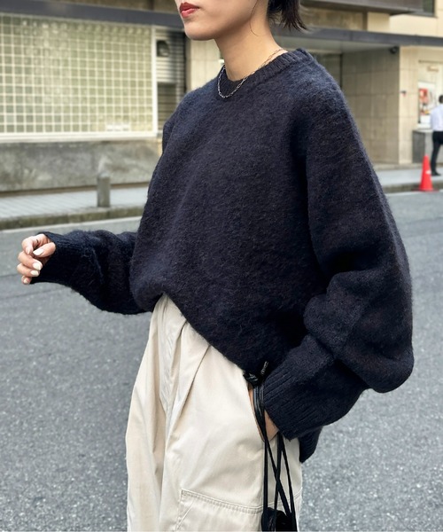 CPCM(シーピーシーエム)の「ミックス糸モヘアライクニットプルオーバー(ニット/セーター・メンズ・アイボリー/ブラウン/グリーン/ネイビー/グレー・MEDIUM/LARGE)」の7枚目の写真