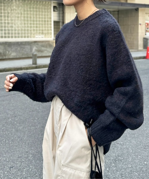 CPCM(シーピーシーエム)の「ミックス糸モヘアライクニットプルオーバー(ニット/セーター・メンズ・アイボリー/ブラウン/グリーン/ネイビー/グレー・MEDIUM/LARGE)」の9枚目の写真