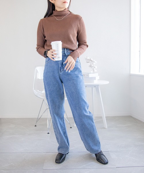 aimoha(アイモハ)の「太めリブタートルネックニット(Tシャツ/カットソー・レディース・ネイビー/グレー/チョコ/ベージュ・X-LARGE/MEDIUM/LARGE)」の15枚目の写真