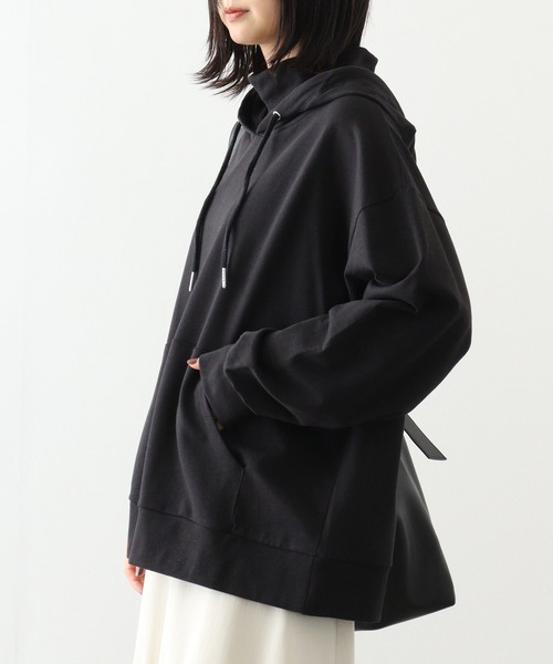 atONE（アットワン）の「atONE ハイネックリブ裏毛パーカー（パーカー・レディース・ホワイト/ブラック/オートミール・4L～5L/LL～3L/M～Ｌ）」の9枚目の写真