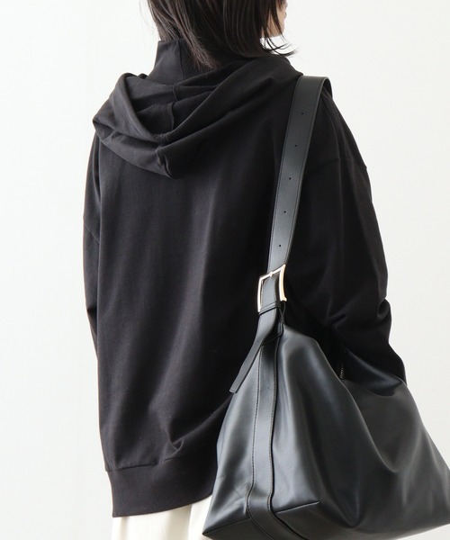 atONE（アットワン）の「atONE ハイネックリブ裏毛パーカー（パーカー・レディース・ホワイト/ブラック/オートミール・4L～5L/LL～3L/M～Ｌ）」の11枚目の写真