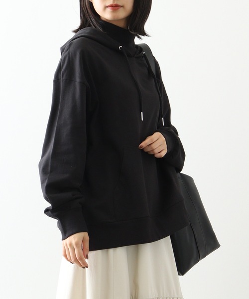 atONE（アットワン）の「atONE ハイネックリブ裏毛パーカー（パーカー・レディース・ホワイト/ブラック/オートミール・4L～5L/LL～3L/M～Ｌ）」の10枚目の写真
