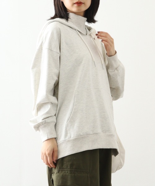 atONE（アットワン）の「atONE ハイネックリブ裏毛パーカー（パーカー・レディース・ホワイト/ブラック/オートミール・4L～5L/LL～3L/M～Ｌ）」の15枚目の写真