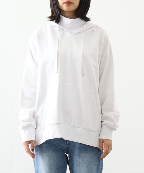 atONE（アットワン）の「atONE ハイネックリブ裏毛パーカー（パーカー・レディース・ホワイト/ブラック/オートミール・4L～5L/LL～3L/M～Ｌ）」の19枚目の写真