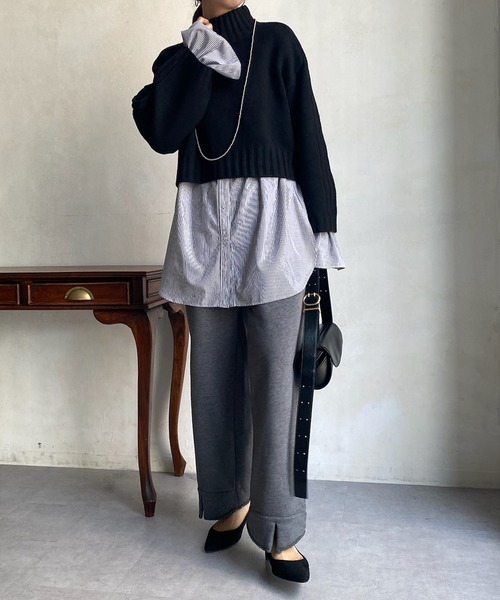 DouDou(ドゥドゥ)の「【WEB限定】ハイネックショートプルオーバー(ニット/セーター・レディース・アイボリー/キャメル/レッド/ブラック・FREE)」の16枚目の写真