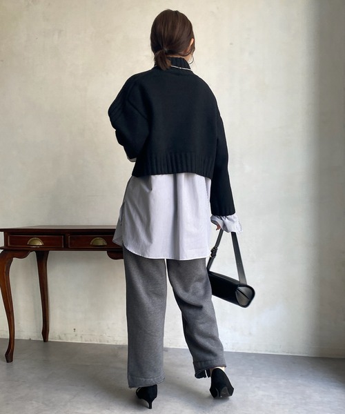 DouDou(ドゥドゥ)の「【WEB限定】ハイネックショートプルオーバー(ニット/セーター・レディース・アイボリー/キャメル/レッド/ブラック・FREE)」の18枚目の写真