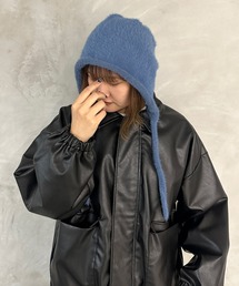 シャギーイヤーフラットニットキャップ