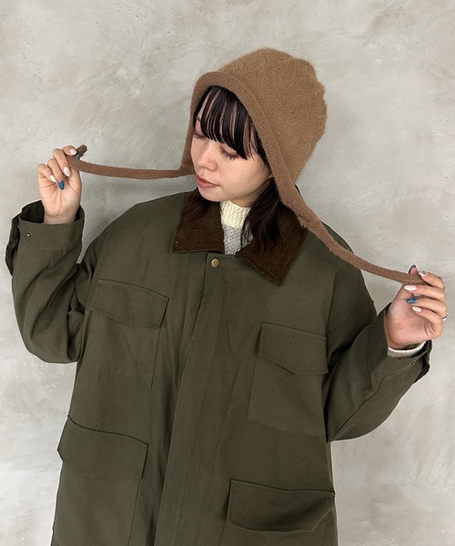 kutir（クティール）の「シャギーイヤーフラットニットキャップ（ニットキャップ/ビーニー・レディース・アイボリー/ブルー/ホワイト/ブラック/ブラウン・FREE）」の5枚目の写真