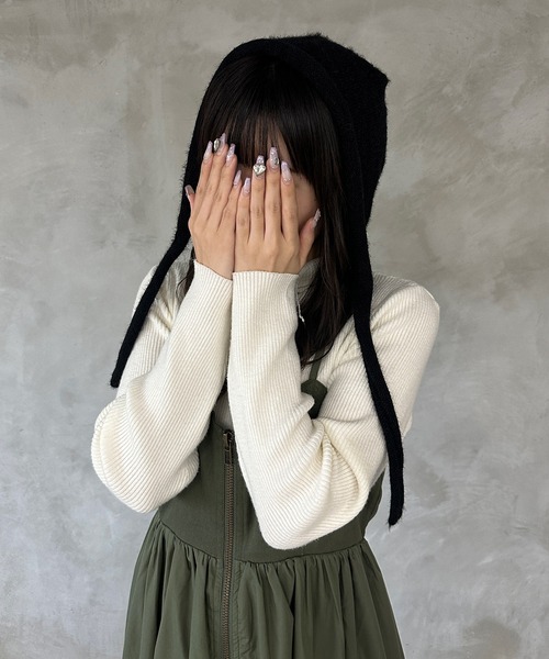 kutir（クティール）の「シャギーイヤーフラットニットキャップ（ニットキャップ/ビーニー・レディース・アイボリー/ブルー/ホワイト/ブラック/ブラウン・FREE）」の7枚目の写真