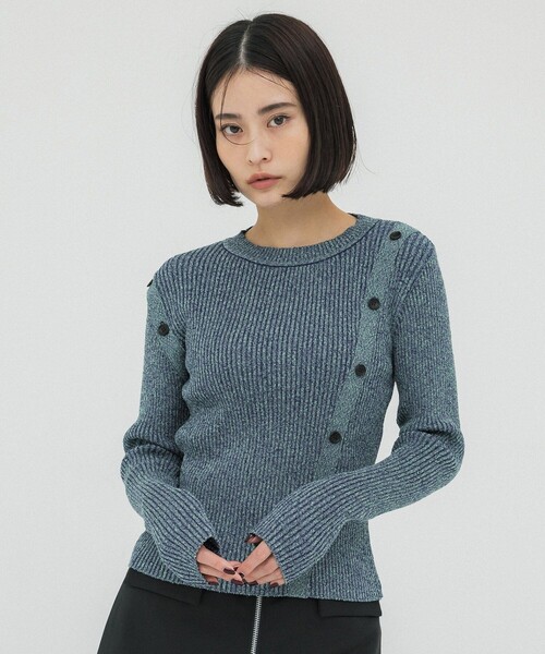 UNITED TOKYO（ユナイテッドトウキョウ）の「メランジマルチリブニット（ニット/セーター・レディース・ブルー/ブラック/イエロー・FREE）」の2枚目の写真