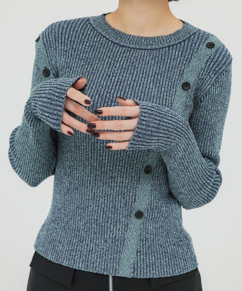 UNITED TOKYO（ユナイテッドトウキョウ）の「メランジマルチリブニット（ニット/セーター・レディース・ブルー/ブラック/イエロー・FREE）」の6枚目の写真