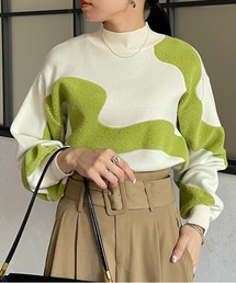 Thevon（ゼボン）の「ウェーブラインジャガードショートニット（ニット/セーター）」
