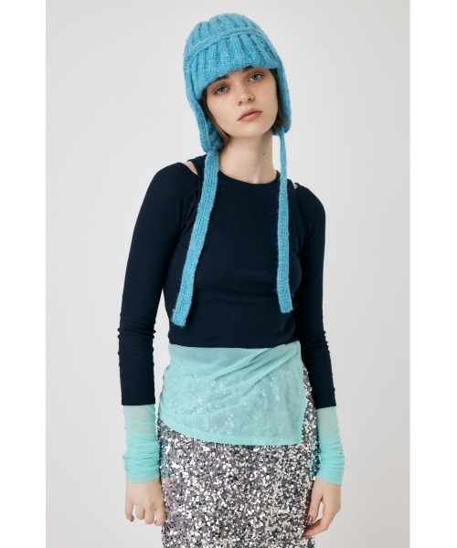 MOUSSY（マウジー）の「COLOR BLOCK DOUBLE LAYER LS（Tシャツ/カットソー・レディース・ネイビー/ライトカーキ/キナリ・FREE）」の3枚目の写真