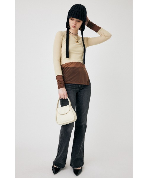 MOUSSY（マウジー）の「COLOR BLOCK DOUBLE LAYER LS（Tシャツ/カットソー・レディース・ネイビー/ライトカーキ/キナリ・FREE）」の7枚目の写真