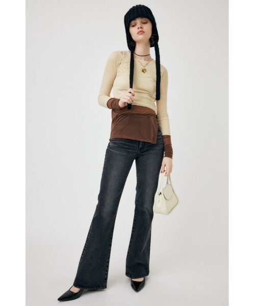 MOUSSY（マウジー）の「COLOR BLOCK DOUBLE LAYER LS（Tシャツ/カットソー・レディース・ネイビー/ライトカーキ/キナリ・FREE）」の8枚目の写真