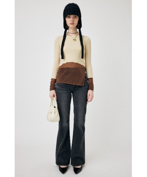 MOUSSY（マウジー）の「COLOR BLOCK DOUBLE LAYER LS（Tシャツ/カットソー・レディース・ネイビー/ライトカーキ/キナリ・FREE）」の9枚目の写真