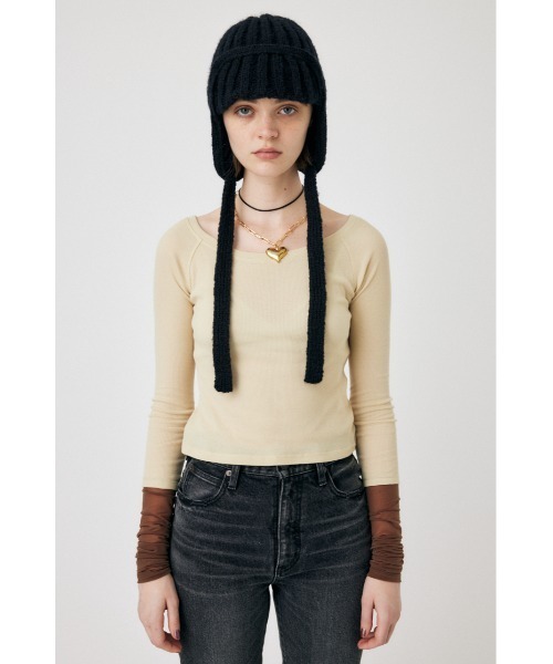 MOUSSY（マウジー）の「COLOR BLOCK DOUBLE LAYER LS（Tシャツ/カットソー・レディース・ネイビー/ライトカーキ/キナリ・FREE）」の10枚目の写真