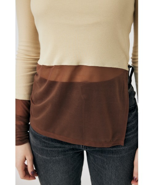 MOUSSY（マウジー）の「COLOR BLOCK DOUBLE LAYER LS（Tシャツ/カットソー・レディース・ネイビー/ライトカーキ/キナリ・FREE）」の15枚目の写真